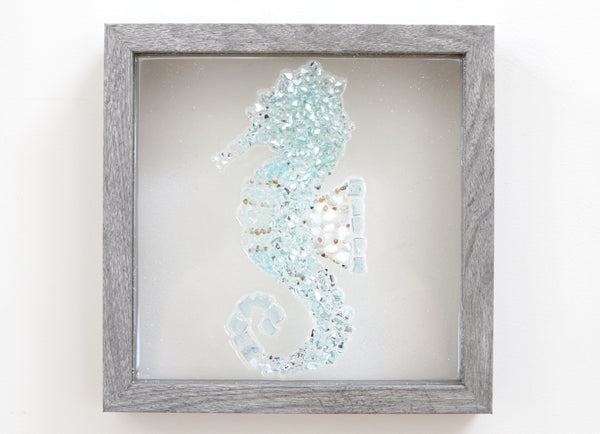 Seahorse Sea Glass Resin Art, 10x10