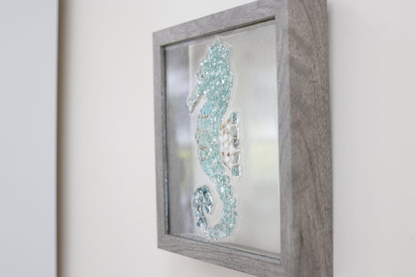 Seahorse Sea Glass Resin Art, 10x10