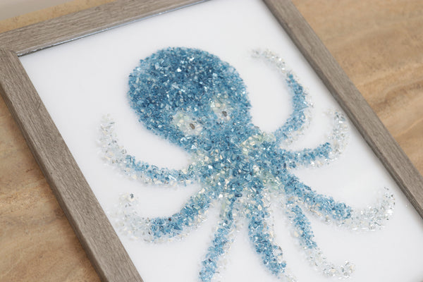 Octopus Sea Glass Resin Art, 15.5x12.5