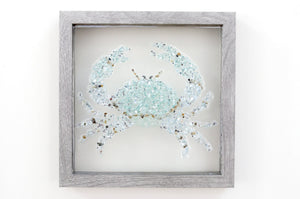 Crab Sea Glass Resin Art, 10x10