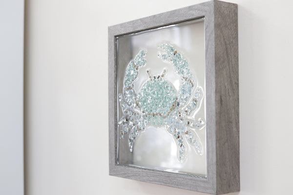 Crab Sea Glass Resin Art, 10x10