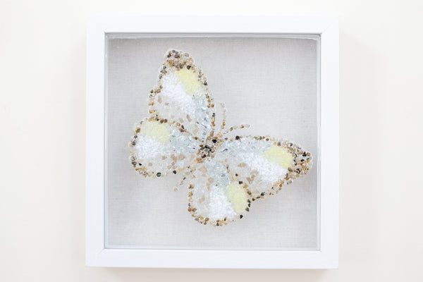 Pastel Yellow Butterfly Glass Resin Art, 10x10