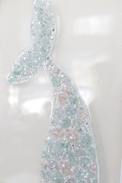 Mermaid Tail Sea Glass Resin Art, 15.5x12.5