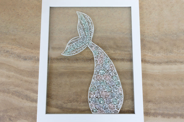 Mermaid Tail Sea Glass Resin Art, 15.5x12.5