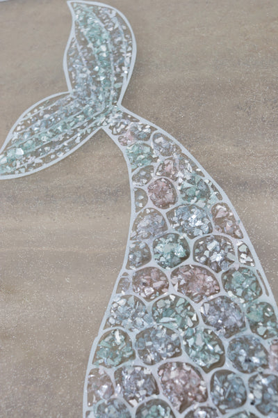 Mermaid Tail Sea Glass Resin Art, 15.5x12.5