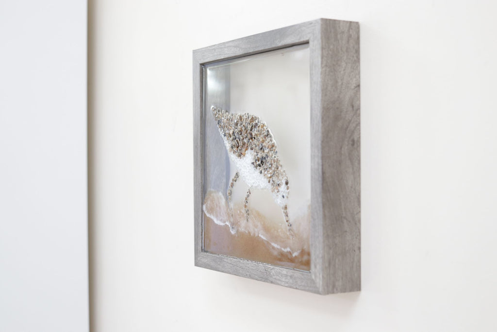 Sandpiper Bird Glass Resin Art, 10x10 – Treasured Gifts NJ, LLC