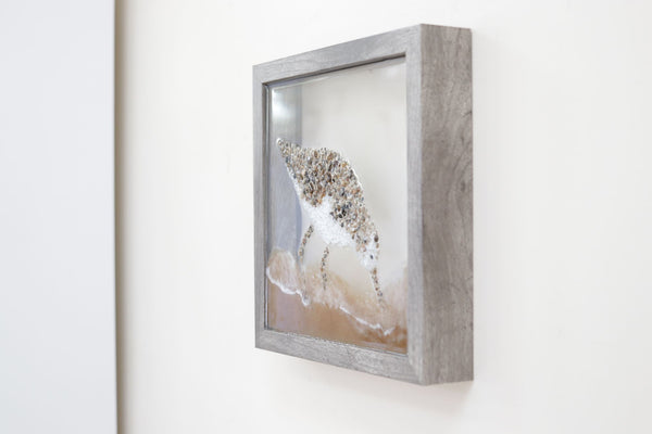 Sandpiper Bird Glass Resin Art, 10x10