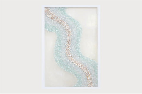 Extra Large Abstract Wavy Sea Glass Resin Art, 38x26