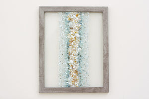 Abstract Line Sea Glass and Shells Resin Art, 15.5x12.5