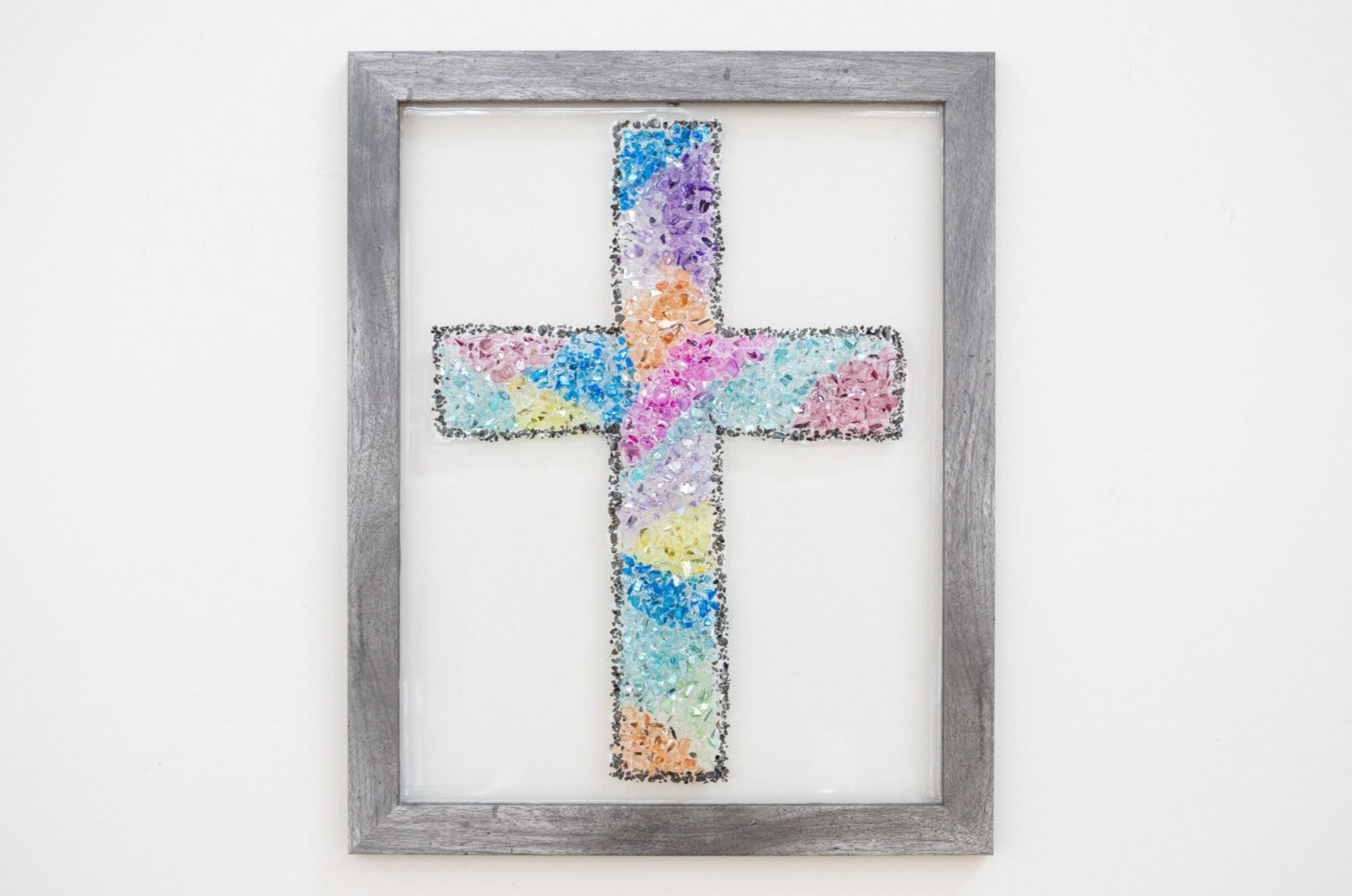 Cross Glass Resin Art, 15.5x12.5 – Treasured Gifts NJ, LLC