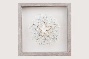 Sand Dollar Sea Glass Resin Art, 10x10