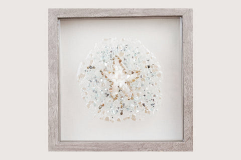 Sand Dollar Sea Glass Resin Art, 10x10
