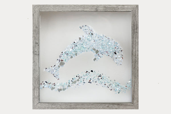 Dolphin Sea Glass Resin Art, 10x10