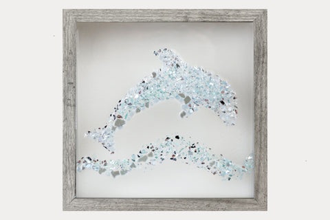 Dolphin Sea Glass Resin Art, 10x10