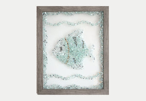 Fish Sea Glass Resin Art, 15.5x12.5