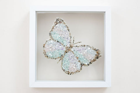 Pastel Pink Butterfly Glass Resin Art, 10x10