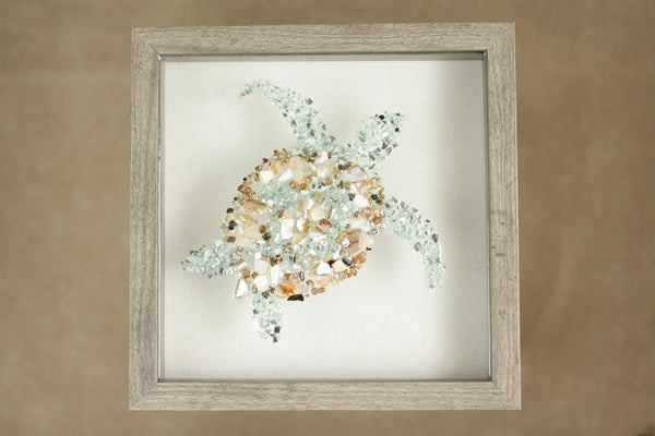 Turtle Sea Glass Resin Art, 10x10