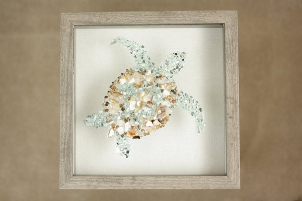 Turtle and Starfish Sea Glass Resin Art Combo, Each 10x10