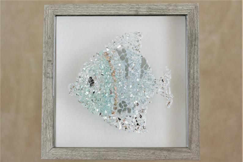 Large Fish Sea Glass Resin Art, 18x22 – Treasured Gifts NJ, LLC