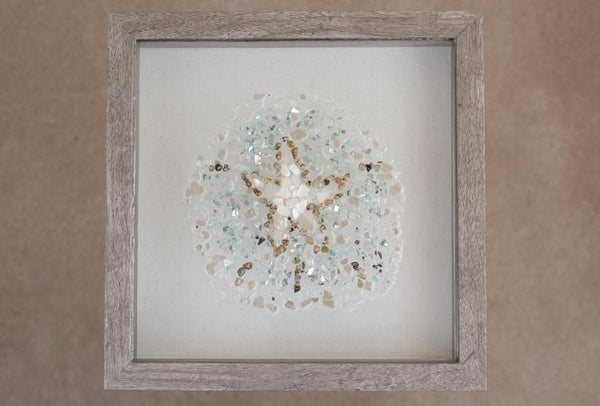 Sand Dollar Sea Glass Resin Art, 10x10