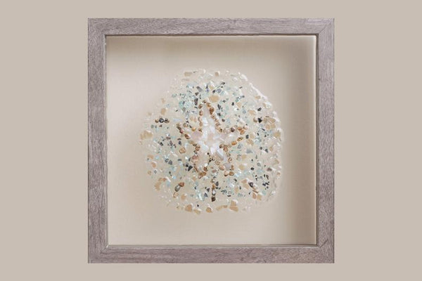 Sand Dollar Sea Glass Resin Art, 10x10