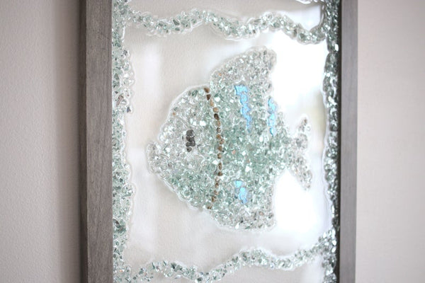 Fish 2 Sea Glass Resin Art, 15.5x12.5