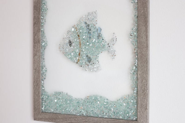 Fish 2 Sea Glass Resin Art, 15.5x12.5