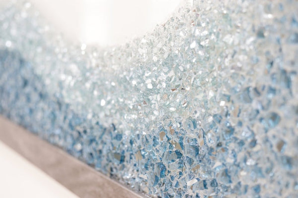 Large Wave Sea Glass Resin Art, 18x22