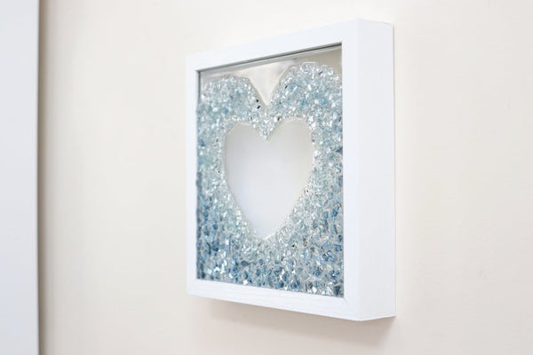 Double Wave Heart Sea Glass Resin Art, 10x10