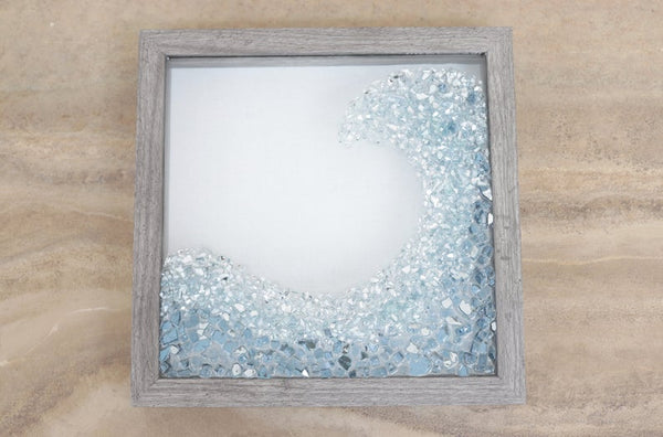 Blue Wave Sea Glass Resin Art (Left), 10x10