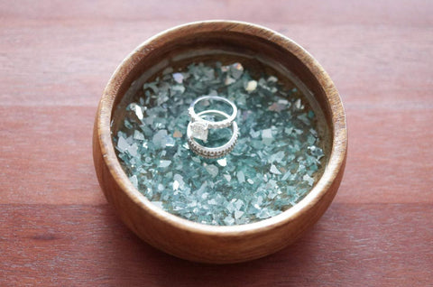 Wooden Ring Dish- Turquoise and Light Blue