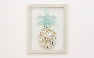 Pineapple Sea Glass Resin Art, 15.5x12.5