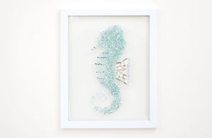 Seahorse Sea Glass Resin Art, 15.5x12.5