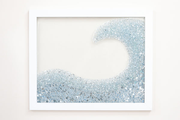 Large Wave Sea Glass Resin Art, 18x22